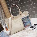 Custom large capacity cotton canvas one shoulder shopping bag lady tote handbag with large pockets